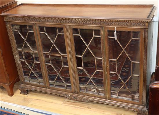 A 1920s Chippendale revival mahogany dwarf bookcase W.104cm